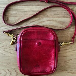 Uppdoo Red Leather Crossbody Bag